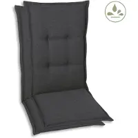 GO-DE Textil, Sesselauflage Hochlehner, 2er Set, Farbe: grau, Maße: 120 cm x 50 cm x 7 cm, Rueckenhoehe: 70 cm