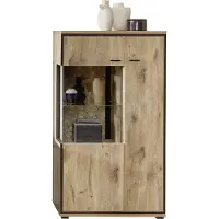 Wohn-Concept Ruben Vitrine Holzwerkstoff/Metall Viking Oak/Schwarz 80x144x40 cm