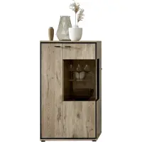 Wohn-Concept Ruben Vitrine Holzwerkstoff/Metall Viking Oak/Schwarz 80x144x40 cm