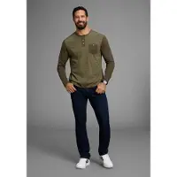 Arizona Longsleeve Langarm, melierte Optik, Rundhalsausschnitt mit Knopfleiste