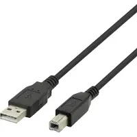 Deltaco USB 2.0 Cable, Type A - Type B, 3m - Black