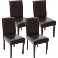 MCW 4er-Set Esszimmerstuhl Stuhl Küchenstuhl Littau Leder, braun dunkle Beine