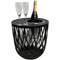 COOTAB Cooler Table Beistelltisch "4-in-1 Loungetisch mit Edelstahl-Kühler Dubai 45 cm schwarz", schwarz, B:45cm H:45cm, Tische, Beistelltisch, Wetterfest, Pflegeleicht, Hitzebeständig, Stapelbar
