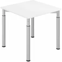 Hjh OFFICE PRO YAMA 8 S | 80x80 - 80 x 80 höhenverstellbar Weiß/Silber