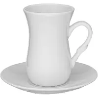 Wilmax England Wilmax Tasse mit Untertassen 6er-Set Weiß aus Porzellan