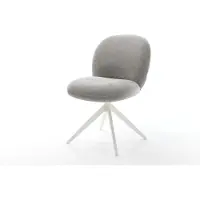 DELIFE Drehstuhl Nube-Flex Strukturstoff Soft Grau Kreuzgestell breit Weiß 360° drehbar Wippfunktion Taschenfederkern