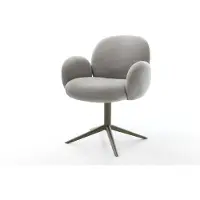 DELIFE Drehstuhl Nube-Flex mit Armlehnen Strukturstoff Soft Grau Fußkreuz Effektfinish Titan 360° drehbar Wippfunktion Taschenfederkern