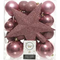 Christmas Decoration Weihnachtskugeln mit Christbaumstern Kunststoff 33er Set - Samtpink