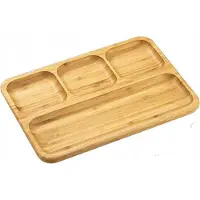 Wilmax Bambus Servierplatte 3 Fächer 33x23 cm Natur, 6er Set