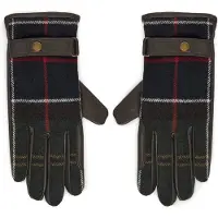 Barbour für Damen. LGL0133 Braune Aubrey Tartan Lederhandschuhe (L), Lässig