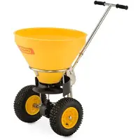 Cemo Streuwagen , Behältervolumen 50 l, Streubreite 1-4 m, Streumenge 6-stufig einstellbar, klappbarer Stützfuß, Schiebegriff höhenverstellbar