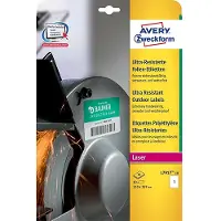 Avery Zweckform Etiketten L7917-10, ultraresistent, geeignet für Laserdrucker, 210 x 297 mm, 10 Stück/10 A4-Bogen, Polyethylen-Folie, weiß