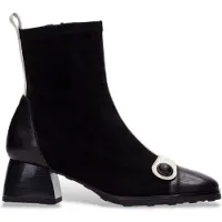 Hispanitas für Damen. BHI254219 Schwarze Veloursleder-Stiefeletten (37), 1 bis 3 cm, Reißverschluss, Lässig