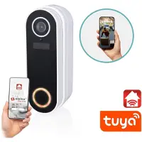 Alpina Smart Home Video-Türklingel mit Kamera und Wifi - Full HD - Gegensprechanlage - Betrieb mit internen wiederaufladbaren Batterien - Nachtsicht - Bewegungssensor - IP65 - Weiß