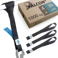 Valonic Spanngurt SG-ZS01-403, mit Zurrschlaufen, 0,3m x 25mm schwarz, Zurrkraft bis 2000kg, 4 Stück