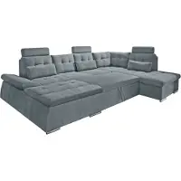 ED-Lifestyle Polstermöbel Couch "Nalo" Sofa Schlafcouch Bettsofa Schlafsofa Sofabett Wohnlandschaft ausziehbar anthrazit Ottomane links U-Form