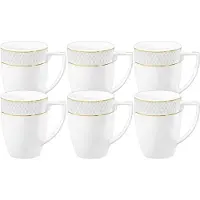 Wilmax England Wilmax Tasse 450 ml 6er-Set Weiß mit goldfarbenem Dekor aus Porzellan