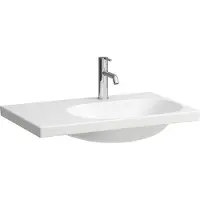 Laufen LUA Waschtisch, 1 Hahnloch, ohne Überlauf, 750x460mm, Ablage links, H8170854001111, Farbe: Weiß mit LCC
