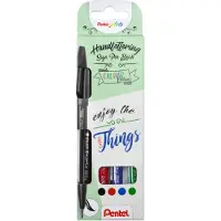 Pentel PentelArts Faserschreiber Brush Sign Pen, 4er Etui, Basic