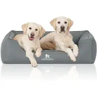 Knuffelwuff Orthopädisches Wasserabweisendes Hundebett Leon aus Velours mit Handwebcharakter XXL 120 x 85cm Petrol
