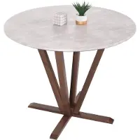 Mendler Bistrotisch HWC-M56, Tisch Esstisch, Massiv-Holz HPL Laminat Melamin Ø92cm, Beton-Optik, braunes Gestell