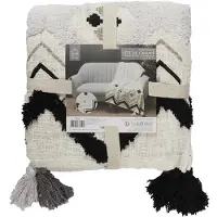 Home Deco Factory Schwarze Sofadecke im Ethno-Stil 130x150 -