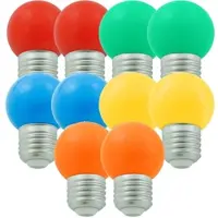 SATISFIRE 10er Set bunte LED Kugellampen 2xrot, grün blau gelb orange 1W-E27-G45