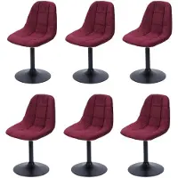 Mendler 6er-Set Esszimmerstuhl MCW-A60, Küchenstuhl Stuhl Drehstuhl, Stahl MVG Stoff/Textil Chenille (465g/m²) bordeaux