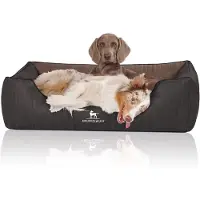 Knuffelwuff Cuddlewuff orthopädisches Hundebett Outback aus lasergepolstertem Kunstleder XXL 120 x 85cm schwarz/braun
