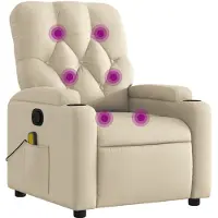 vidaXL Massage-Relaxsessel, cremefarbener Stoff