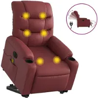 vidaXL Massagesessel mit Aufstehhilfe Elektrisch Weinrot Kunstleder