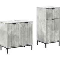vidaXL Badezimmermöbel-Set 2 pcs Beton Grau Sperrholz und Metall