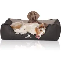 Knuffelwuff Cuddlewuff orthopädisches Hundebett Outback aus lasergepolstertem Kunstleder XXL 120 x 85cm schwarz/grau