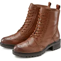LASCANA Schnürboots Schnürstiefelette, Ankle Boots, Leder, Schnüren & Reißverschluss
