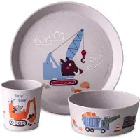 Koziol Kleiner Teller + Schale + Becher, CONNECT TRUCKS organic purple grey