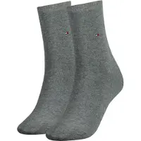 Tommy Hilfiger Socken "TH WOMEN SOCK CASUAL 2P", Damen, Gr. 39-42, Sockengröße, grau (middle grau melange), Baumwollmischung, Elasthan, Polyamid, elastisch, Socken Socken, mit flacher Zehennaht