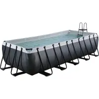 Exit Black Leather Rahmenpool 540x250x122cm, Aufstellpool, mit Sandfilteranlage, Rechteckig, Schwarz