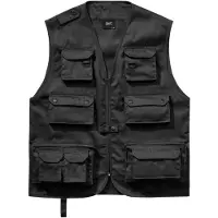 Brandit moderne Herren Jacke Reißverschluss Taschen Schwarz