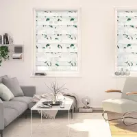 Lichtblick Original Doppelrollo "Duo Rollo Klemmfix, ohne Bohren, blickdicht, Monstera - Schwarz" halbtransparent freihängend