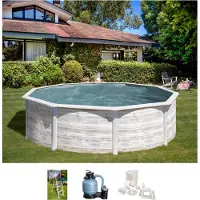 Gre Runder Stahlwandpool mit Nordicoptik KIT460N – Ø 460 x 120 cm, Komplettset