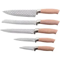 King Messer-Set "NATURELLE" Messerklingen mit Wabenstruktur, Holz-Optik Griffe