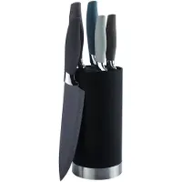 King Messer-Set "NUANCE" 5 Küchenmesser, 1 Messerblock, Antihaftbeschichtete Messerklingen