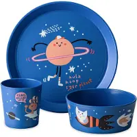 Koziol Kindergeschirr-Set "Kleiner Teller + Schale + Becher CONNECT SPACE" 100% melaminfrei & recycelbar, CO² neutral in Deutschland produziert