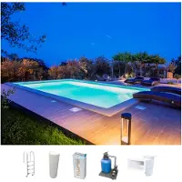 Kwad Styropor Pool All Inklusiv mit Edelstahlleiter Styropor Pool Set All Inklusiv mit Edelstahlleiter 7 x 3,5 x 1,5 m blau