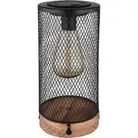 Globo Lighting Solarleuchte Gitterlampe Holz, Höhe 25,5cm