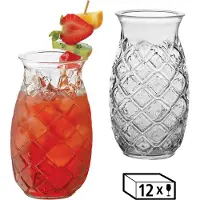 Libbey Cocktailglas "Trinkglas, 12er Set -TIKI- im Ananas-Design" 502 ml, hochwertig verarbeitet, im modernen Design