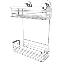 Cornat Duschregal "3 in 1 - Zwei extra höhe Körbe - Zur Wandmontage - Duschablage" 3 Befestigungsoptionen mit Saugnapf, Klebepad & Bohren - Verchromt