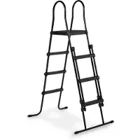 Exit Pooltrap Framehoogte 108-122cm, Poolladder, Anti-Rutsch, Opklapbaar, Pool-Zubehör, Schwarz
