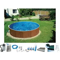 BWT Rundpool "MAONI 3", braun (eichefarben), H:120cm Ø:460cm, Schwimmbecken, Rundpool, Aufstellpool in Holzoptik in verschiedenen Größen