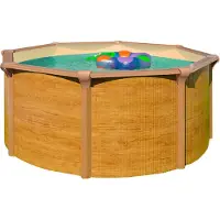 Kwad Rundpool "Green line Evolution", beige (wood, innenfarbe: sand), H:132cm Ø:360cm, Schwimmbecken, Rundpool, 3,6x1,32 wood Folie in blau, sand oder grau erhältlich